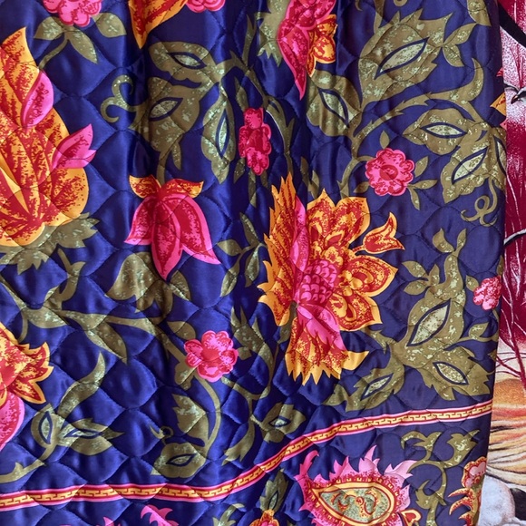 AMAZING groovy vintage 60s 70s quilted paisley floral maxi skirt - Picture 3 of 7